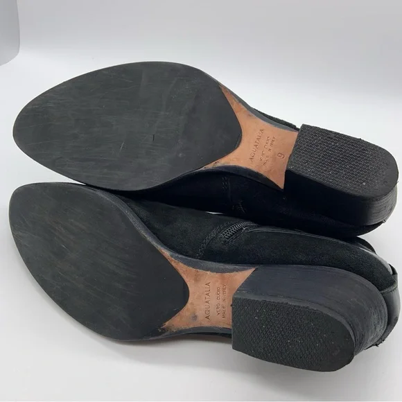 Aquatalia Black Suede Waterproof Farin Ankle Booties Boots Women Size 9 Italy - Picture 13 of 16